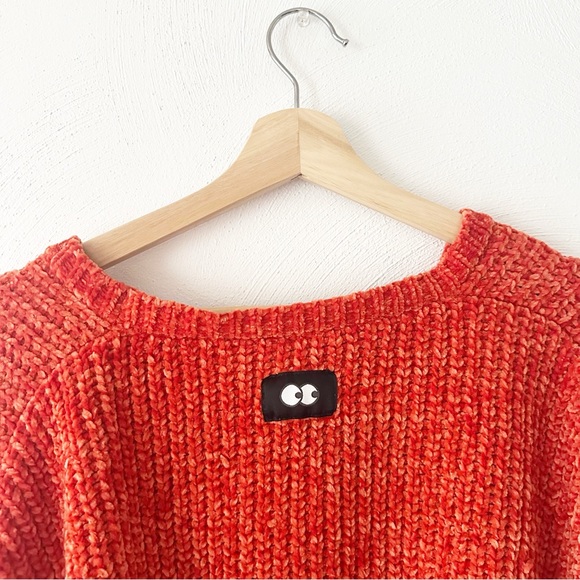 Lazy Oaf Red V-Neck Sweater Cardigan - Picture 3 of 6